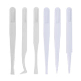 6pcs/set Carbon Fiber Plastic Tweezers Antistatic Straight Curved Anti-static Tweezers White Color Hand Tool