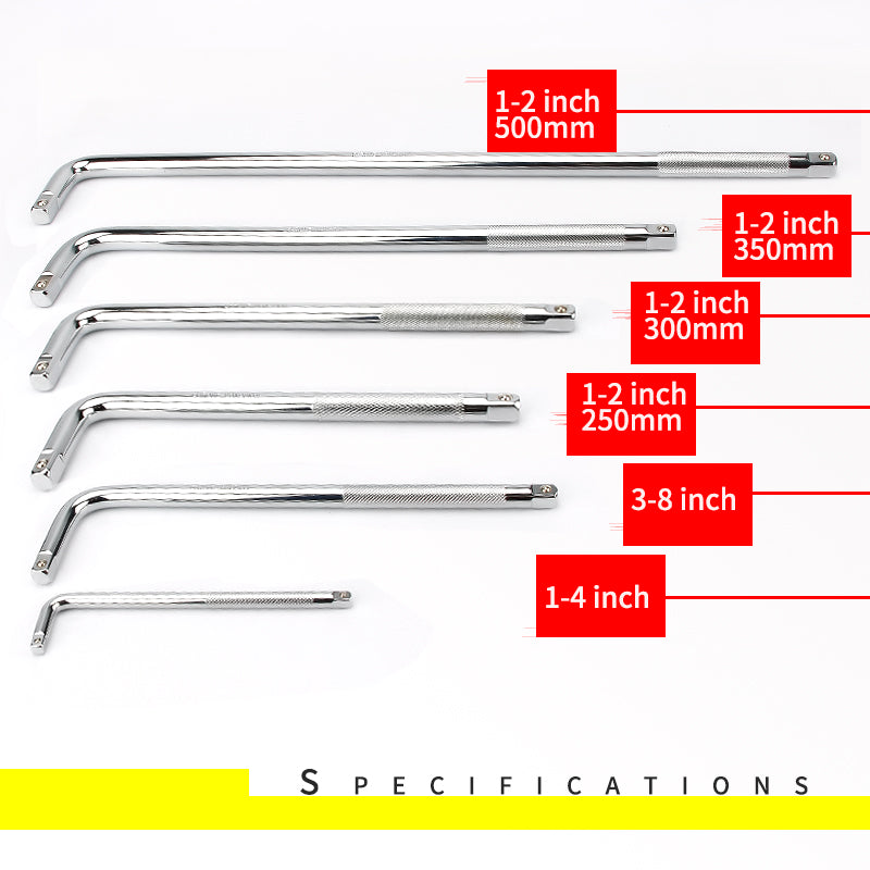 L Type Socket Bent Bar 250mm 300mm 350mm 500mm L-Handle Sockets Wrench Hand Tools 10" 12" 14" 20" Curved Rod Main image