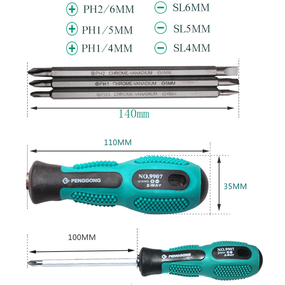 Two-Way Slotted Screwdrivers Bits 3 In 1 Precision Multifunction Screwdriver Bits Adjustable Slotted Screw Driver Repair Tools Secondary image