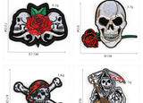 16 Pcs Mixed Iron On and Sew-On Patches For Clothing Embroidery Patch Skull Fabric Badge Stickers For Clothes Jeans Decoration