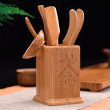 6 Pcs/set Handmade Kung Fu Tea Sets Vintage Puer Knife Spoon Tea Tools Set Tea Ceremony Utensils Chinese Bamboo Clip Strainer