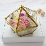 Nordic Geometric Transparent Glass Flower Room Glass Ring Box Wedding Ring Jewelry Box Glass Cover Innovative Home Decor