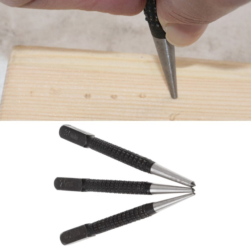 3 Pcs 3/32" Heavy Duty Centre Punch Steel Metal Spring Loaded Marking Hole Tool Main image