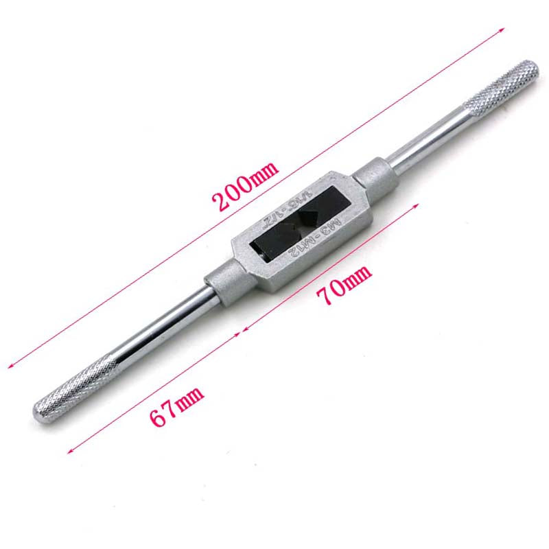 6pcs 3F Hand Screw Thread Metric Plug Tap Set M3 M4 M5 M6 M8 with Adjustable Tap Wrench 1/16-1/4"