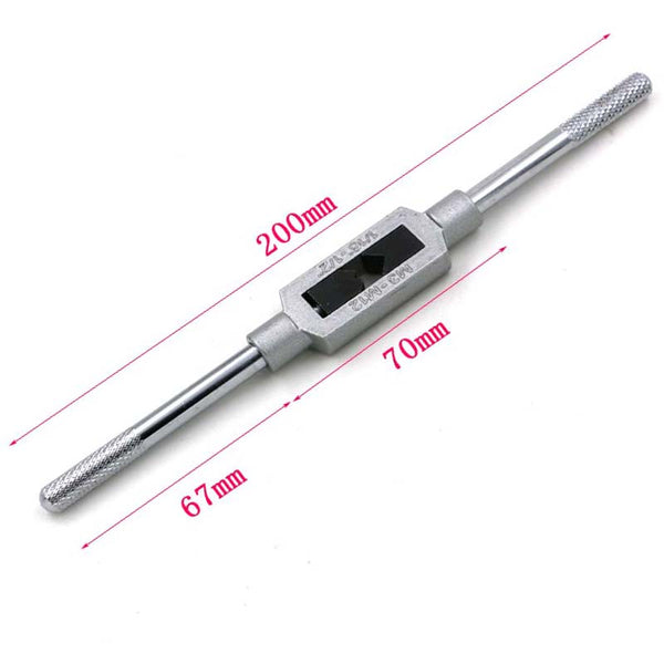 6pcs 3F Hand Screw Thread Metric Plug Tap Set M3 M4 M5 M6 M8 with Adjustable Tap Wrench 1/16-1/4"
