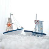 Vintage Mediterranean Style Marine Nautical Wooden Blue Sailing Boat Ship Wood Crafts LBShipping