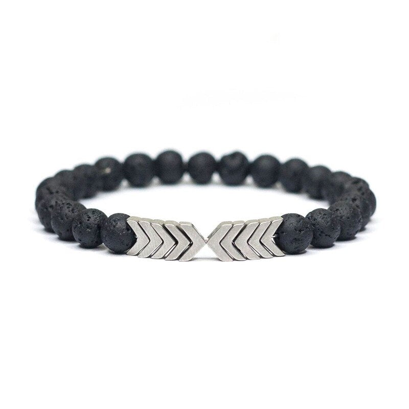 Sacred Arrow Lava Stone Bracelet Weight Loss Magnet Black Stone Magnetic Therapy Bracelet Anklet Weight Loss Product Health Care