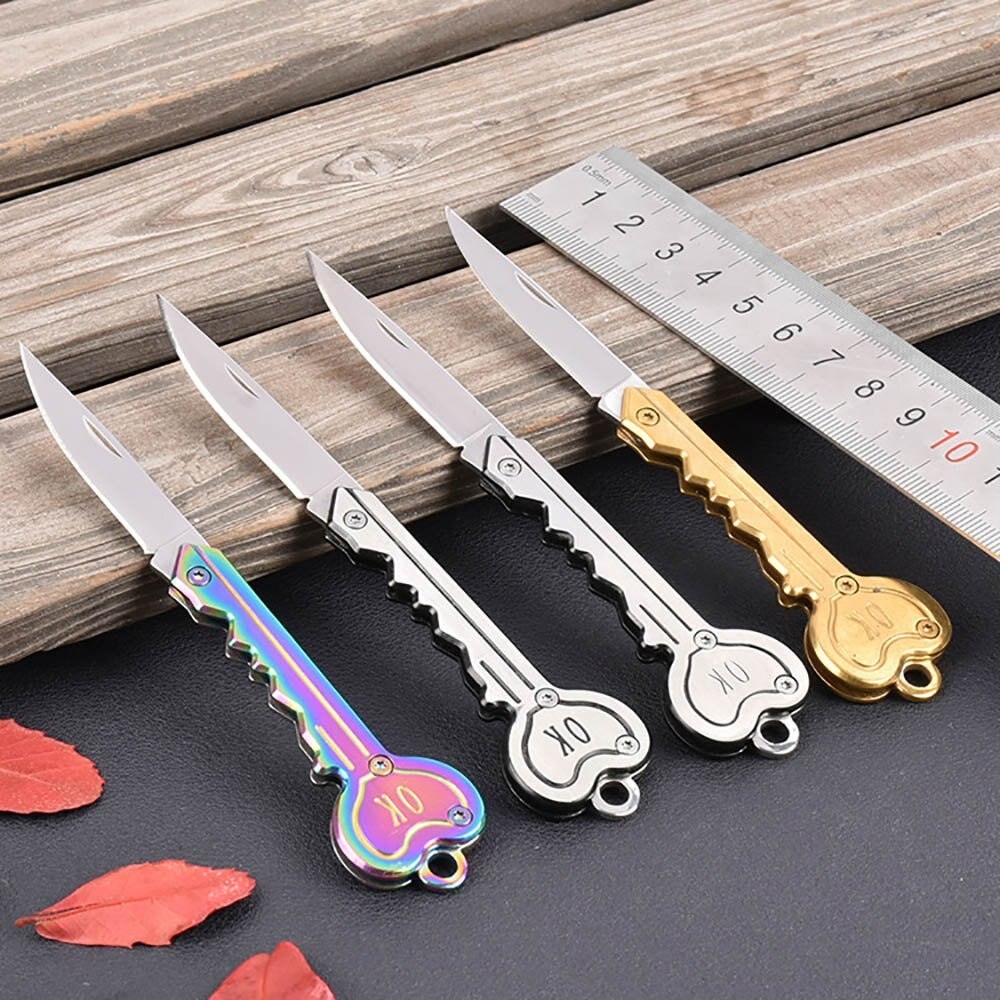 Mini Key Knife Letter Camp Outdoor Keyring Ring Keychain Fold Open Opener Pocket Package Survive gadget Multi Tool Blade Box kit Secondary image