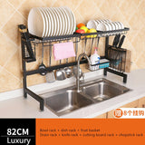 Kitchen stainless steel sink drain rack kitchen shelf DIY dishes cutlery dry drain rack 2 layer storage rack pantry organizer