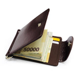 RFID Card Holder Wallet Men Short Money Clip Wallet Metal Leather Slim Male Card Organizer Minimalist Carteras Hombre Tarjetero