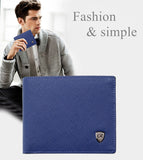 Men Wallets Fashion Solid Color Cross Pattern Open Multi Card Position Wallet Men Leather Purse Men Carteira Billetera Hombre