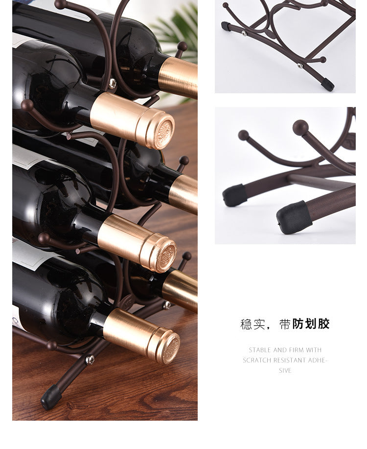 Creative European Retro Wrought Iron Wine Rack Home Desktop Decoration Rack Bar Wine Cellar Bar Supplies Home Furnishing