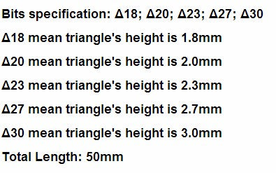 5Pcs/Set Anti Slip Magnetic Triangle Head Screwdriver Bit 1/4" S2 Steel Hex Shank Electric Power Tool Accessories 50mm Secondary image