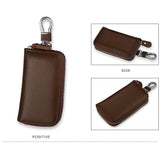 Genuine Leather Man Key Wallets Short Square Cowhide ID Card Holder Zipper Multi-function Car Keychain Housekeeper Key Organizer