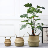 Rattan Folding Basket Seaweed Wicker Baskets Dirty Laundry Storage Basket Home Storage Simple Decoration Organizer Garden Pot