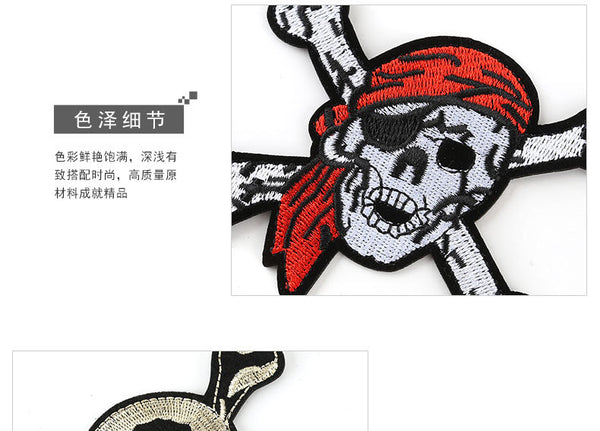 16 Pcs Mixed Iron On and Sew-On Patches For Clothing Embroidery Patch Skull Fabric Badge Stickers For Clothes Jeans Decoration