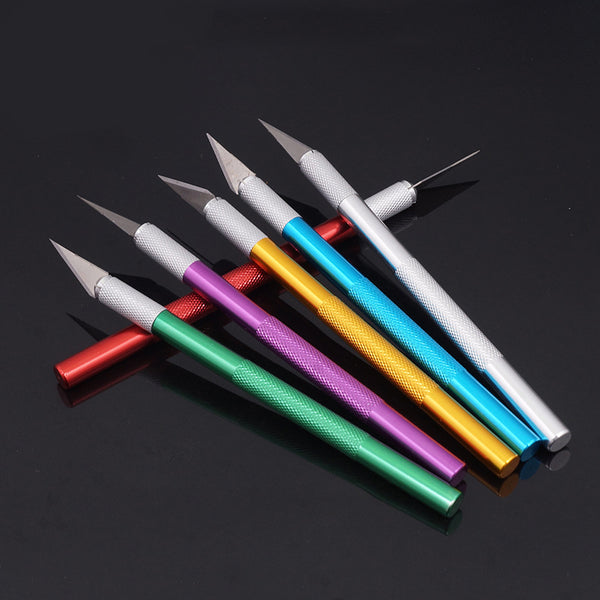 1Set 6 Blades Engraving Craft knives Non-slip Metal Scalpel Hand Tool Set Cutter Carving Multi Knife Repairing Tools