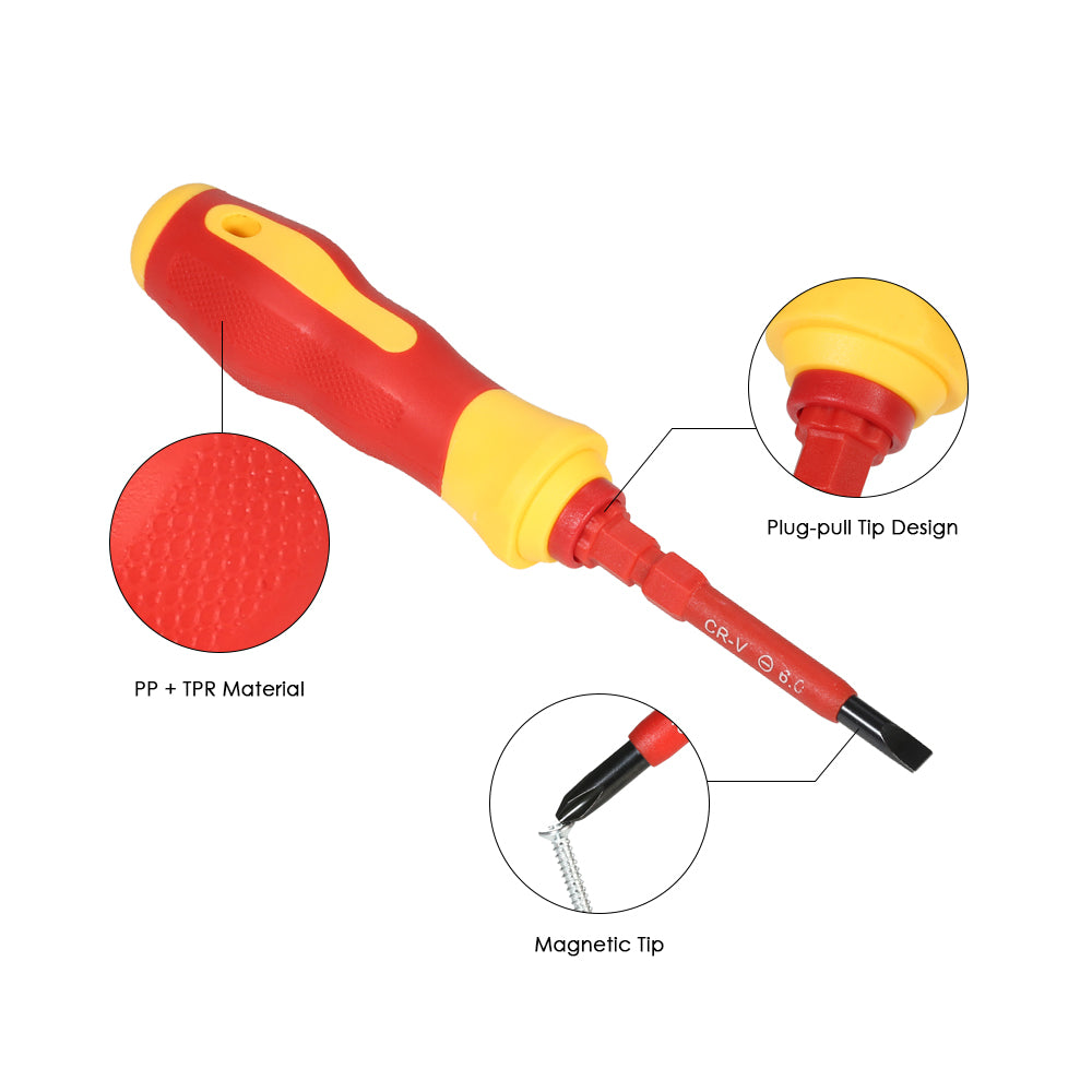 13pcs 1000V hand tools multitool Insulated Screwdrivers Set + Magnetic Slotted Phillips Pozidriv Torx Bits electrician tools