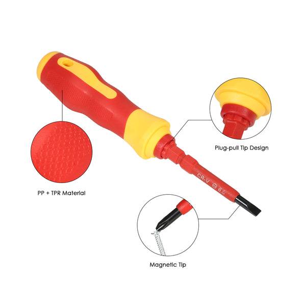 13pcs 1000V hand tools multitool Insulated Screwdrivers Set + Magnetic Slotted Phillips Pozidriv Torx Bits electrician tools