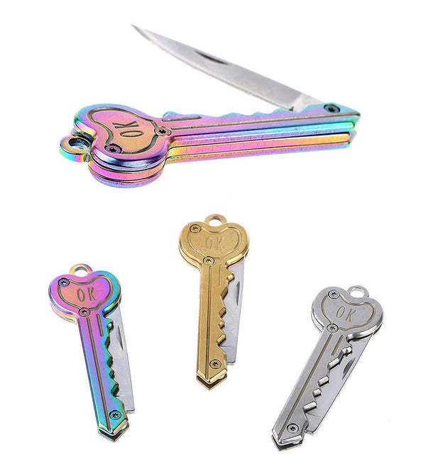 Mini Key Knife Letter Camp Outdoor Keyring Ring Keychain Fold Open Opener Pocket Package Survive gadget Multi Tool Blade Box kit