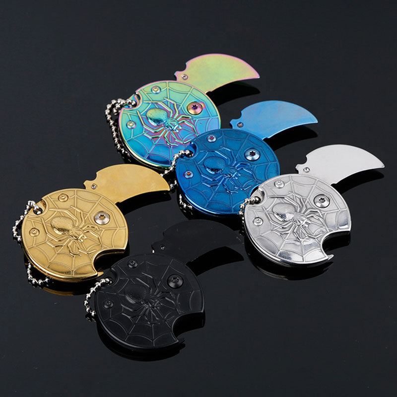 Mini Pocket Knives Outdoor Self-defense EDC Tools Coin Round Steel Folding Blade Knife Portable Gadget KeyRing Pendant Hand Tool