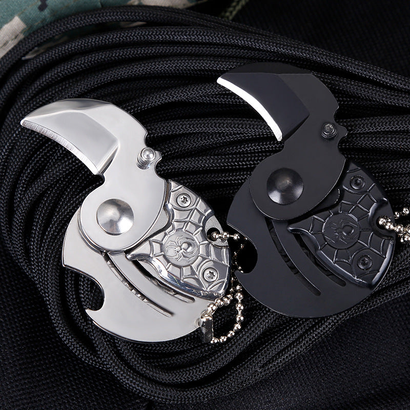Mini Pocket Knives Outdoor Self-defense EDC Tools Coin Round Steel Folding Blade Knife Portable Gadget KeyRing Pendant Hand Tool