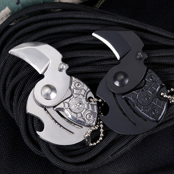Mini Pocket Knives Outdoor Self-defense EDC Tools Coin Round Steel Folding Blade Knife Portable Gadget KeyRing Pendant Hand Tool