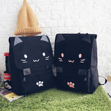 Women's Backpack Cute Cat Canvas Laptop Backpacks  School Bags for Teenage Girls Black Printing Rucksack Women Mochilas Mujer