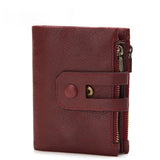 Double zipper bulk wallet anti-RFID steal fashion short casual men's wallet new genuine leather wallet