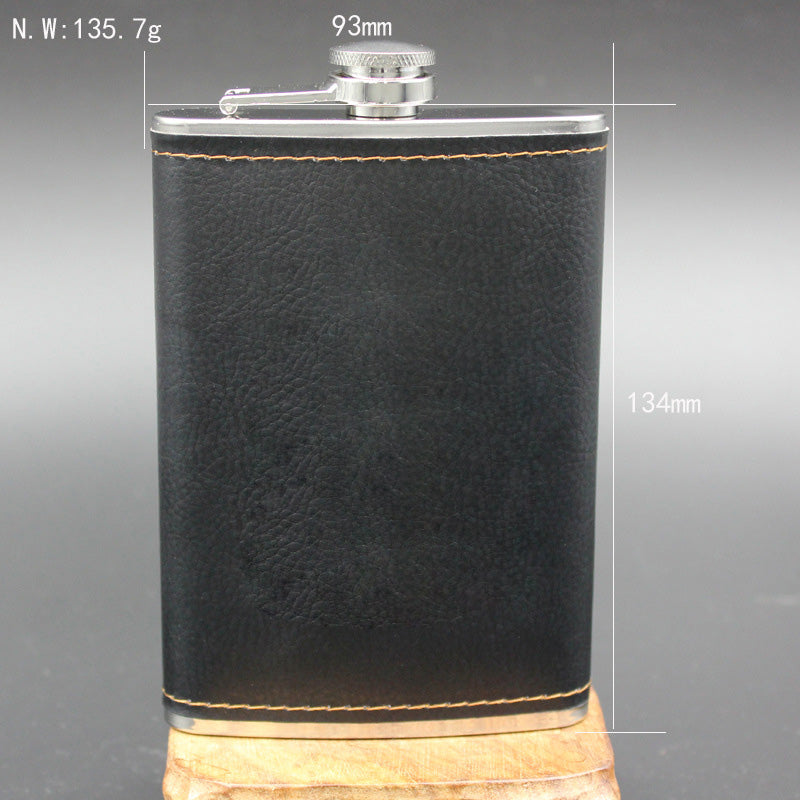 High Quality Stainless Steel 9 Oz Hip Flask Leather Whiskey Wine Bottle Retro Engraving Alcohol Pocket Flagon With Box Gifts Secondary image