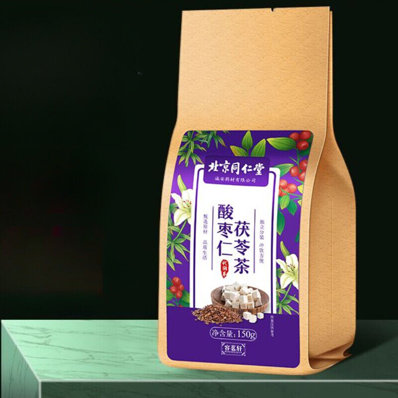 茯苓酸枣仁玫瑰大枣百合栀子桑葚大麦助眠安神失眠多梦 北京同仁堂Poria Jujube Seed Tea Promote Sleep insomnia 150g*2