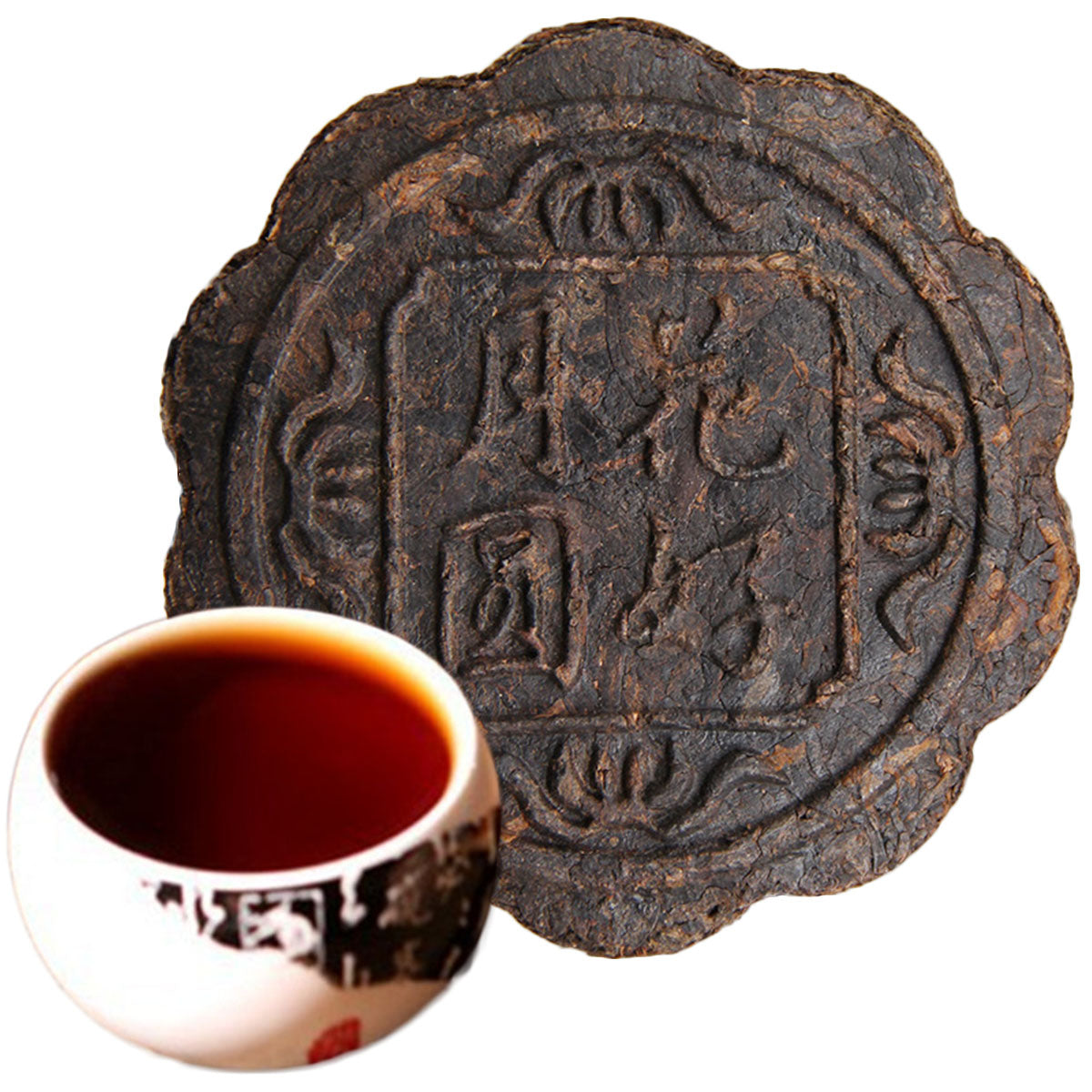 TemuTea 100g Yunnan Puerh Tea Moon Cake Flower Good Moon Round Pu Er Ripe Tea Green Food