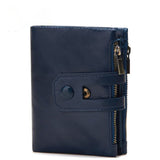 Double zipper bulk wallet anti-RFID steal fashion short casual men's wallet new genuine leather wallet