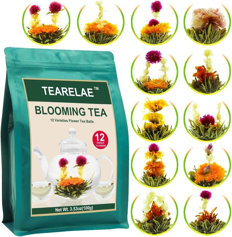 TEARELAE Blooming Tea Flowers 16pcs Individually Sealed Flowering Tea Balls Main image