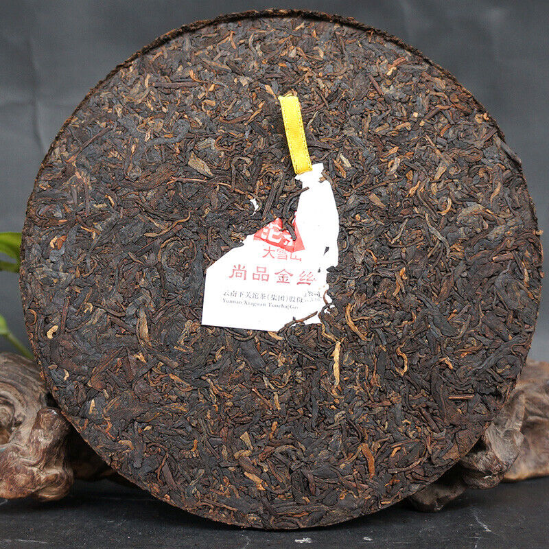 Ripe Pu-erh Tea Big Snow Shang Pin Golden Ribbon Yunnan Xiaguan Puer 357g