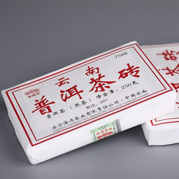 Anning Haiwan Lao Tong Zhi Yunnan Pu-erh Tea Tasty Ripe Puer Brick 7588 250g