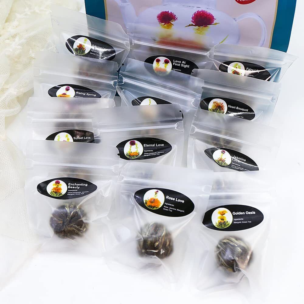 TEARELAE Blooming Tea Flowers 16pcs Individually Sealed Flowering Tea Balls