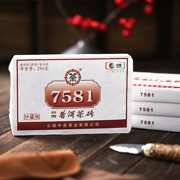 Classic 7581 Pu-erh Tea Brick Aged Ripe Puer Pu'er Brick CHINATEA Brand 250g