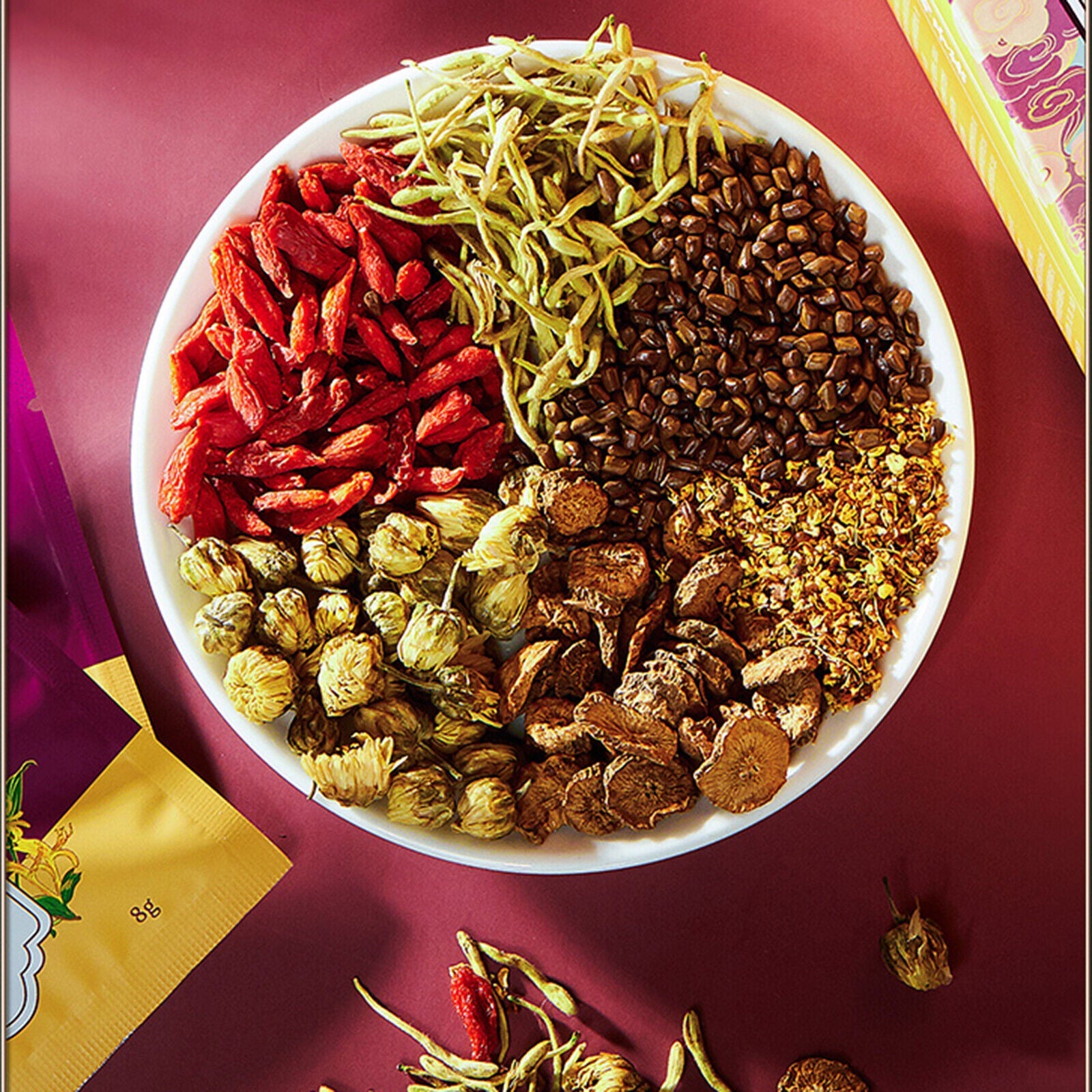 Organic Honeysuckle Burdock Root Chrysanthemum Wolfberry Cassia Flower Tea 120g