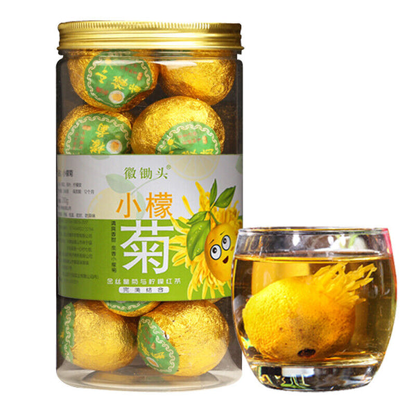 小柠檬菊花茶 金丝皇菊柠檬 红茶古树滇红花草茶徽锄头 Dianhong Herbal Black Tea lemon Chrysanthemum Tea 200g