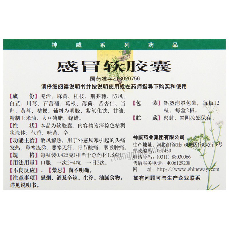 Shenwei Ganmao Ruanjiaonang 神威感冒软胶囊 Main image