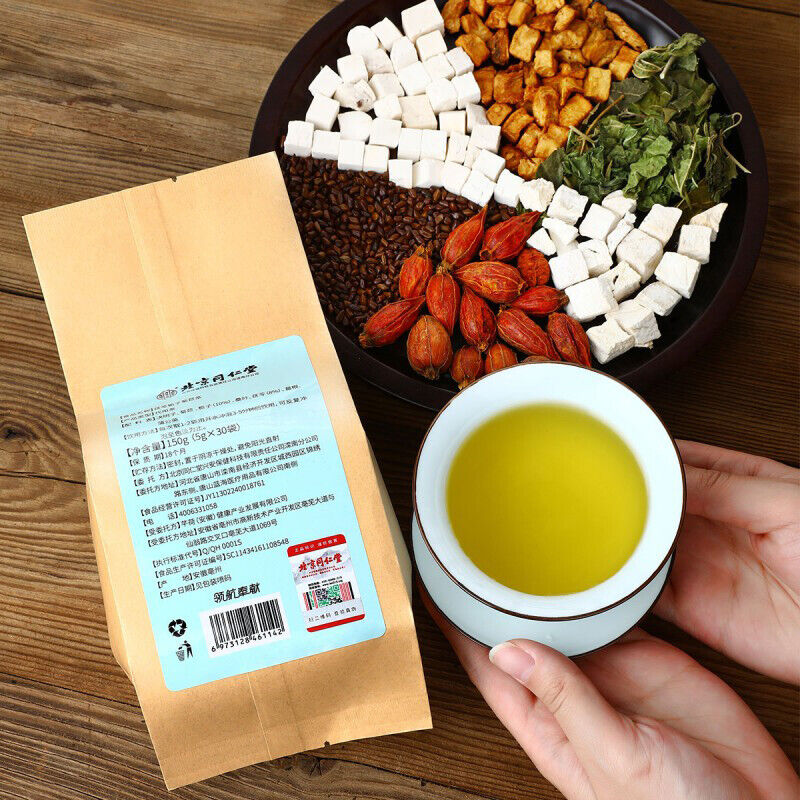 Healthy Herbal TeaFuling Zhizi Juju Tea 北京同仁堂 茯苓栀子菊苣茶决明子桑叶蒲公英葛根 150g(5*30袋)天然降酸茶 Main image