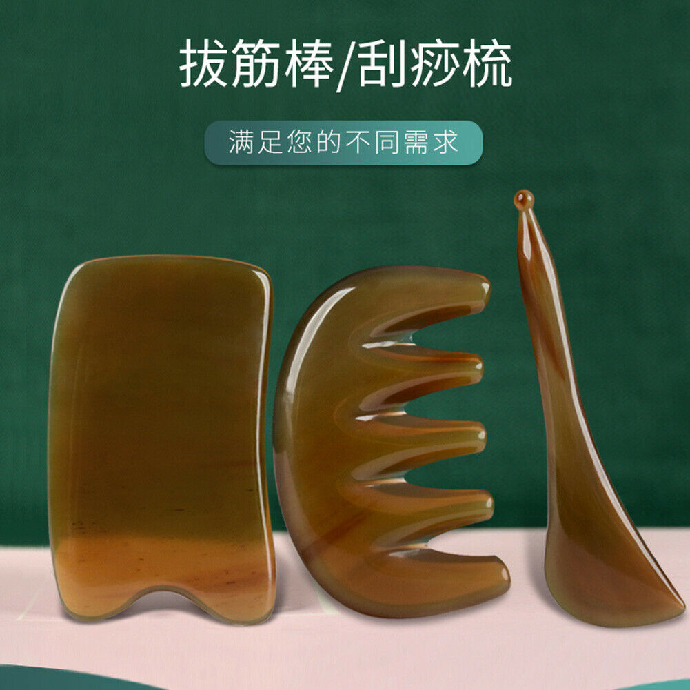 Pai Lang Tian Ran Niu Jiao Gua Sha Ban Mian Bu Mei Rong Qi派朗天然牛角刮痧板面部美容器全身通