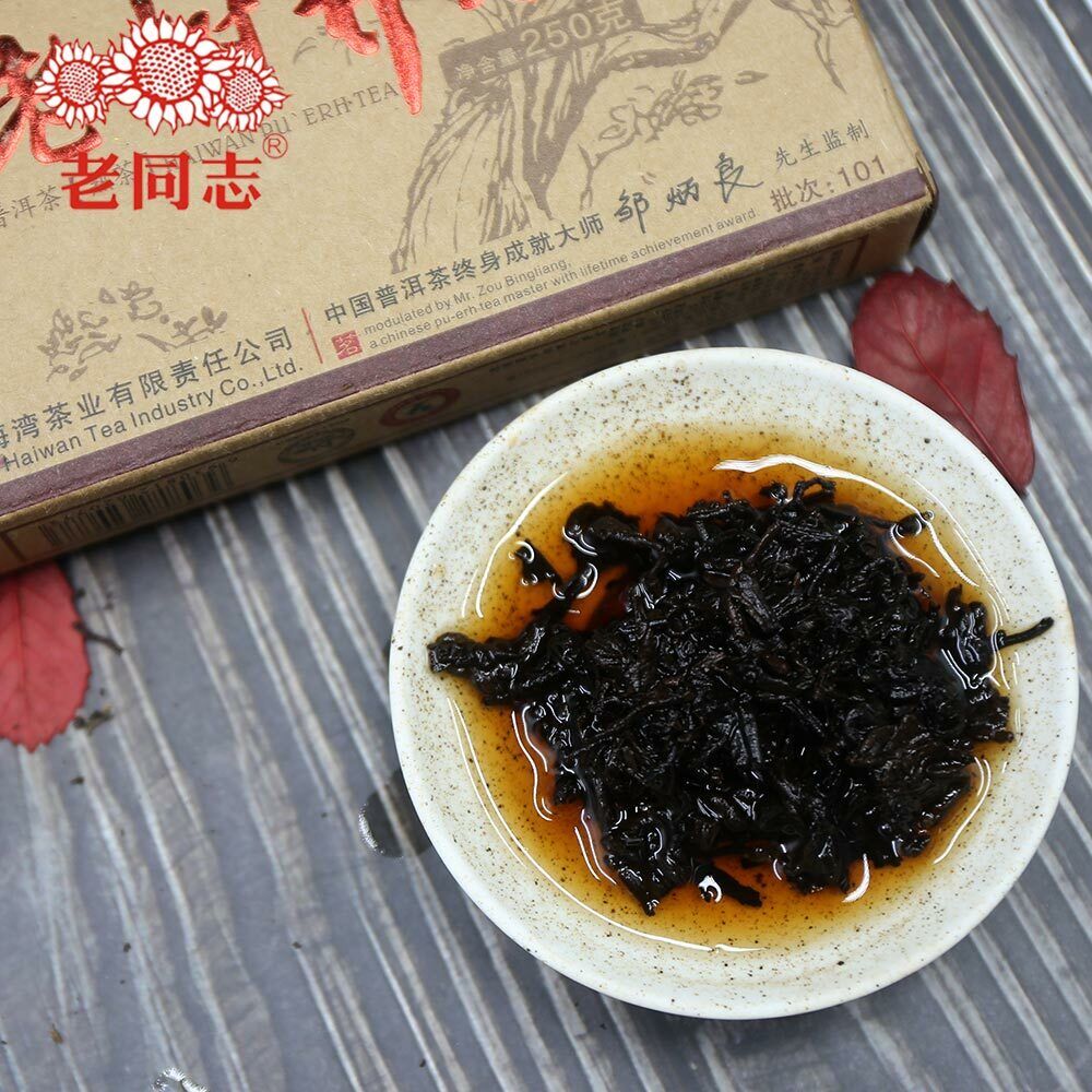Haiwan Tea Pure Tea Batch 101 The Pu Er "Lao Shu Qiao Mu" Ripe Puer Tea250g Main image