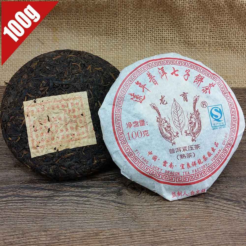 Aged Aroma Mellow Taste Long Yu Ripe Pu-erh Tea Yunnan Pu-erh Tea Cake 100g Secondary image