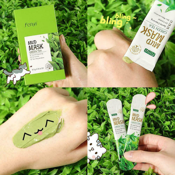 Green Tea Mud Mask Deep Cleansing Oil Control Moisturizing 5G Facial NEW D5K1