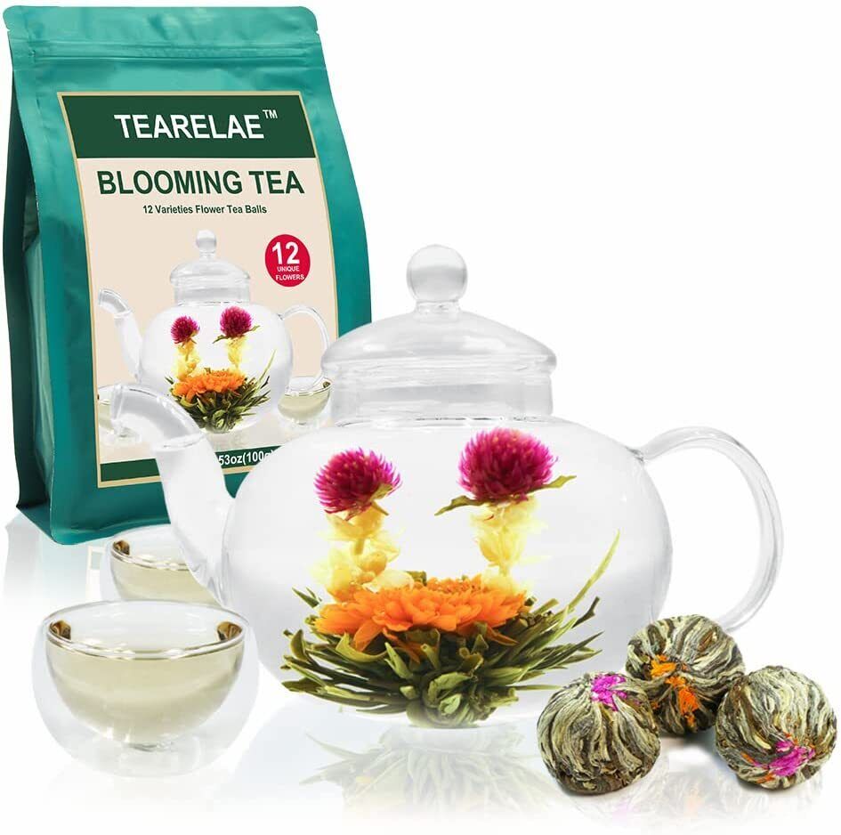 TEARELAE Blooming Tea Flowers 16pcs Individually Sealed Flowering Tea Balls Secondary image