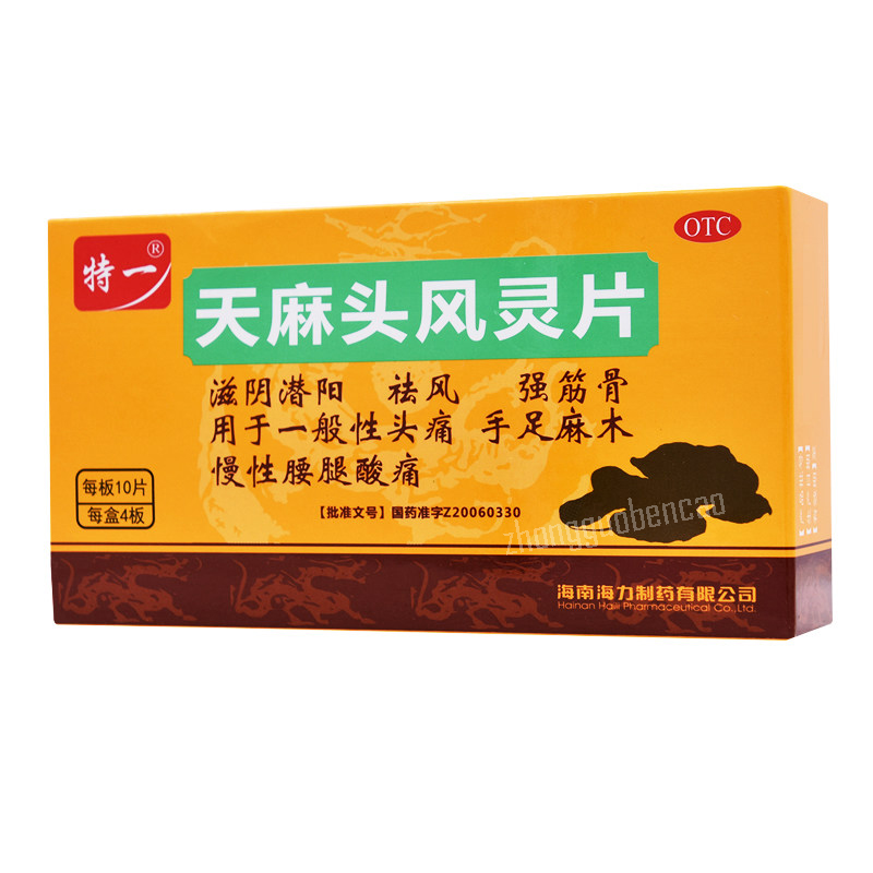 Teyi Tianma Toufengling Pian 特一天麻头风灵片 Secondary image