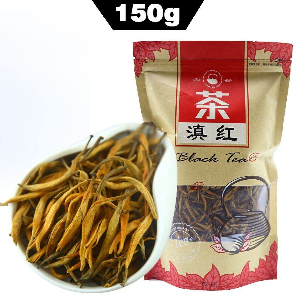 Yunnan Black Tea Dian Hong Gold Needle Jinya Golden Monkey Chinese Tea 150g