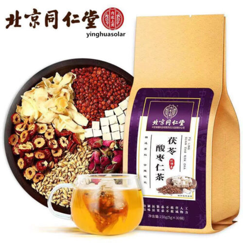 茯苓酸枣仁玫瑰大枣百合栀子桑葚大麦助眠安神失眠多梦 北京同仁堂Poria Jujube Seed Tea Promote Sleep insomnia 150g*2